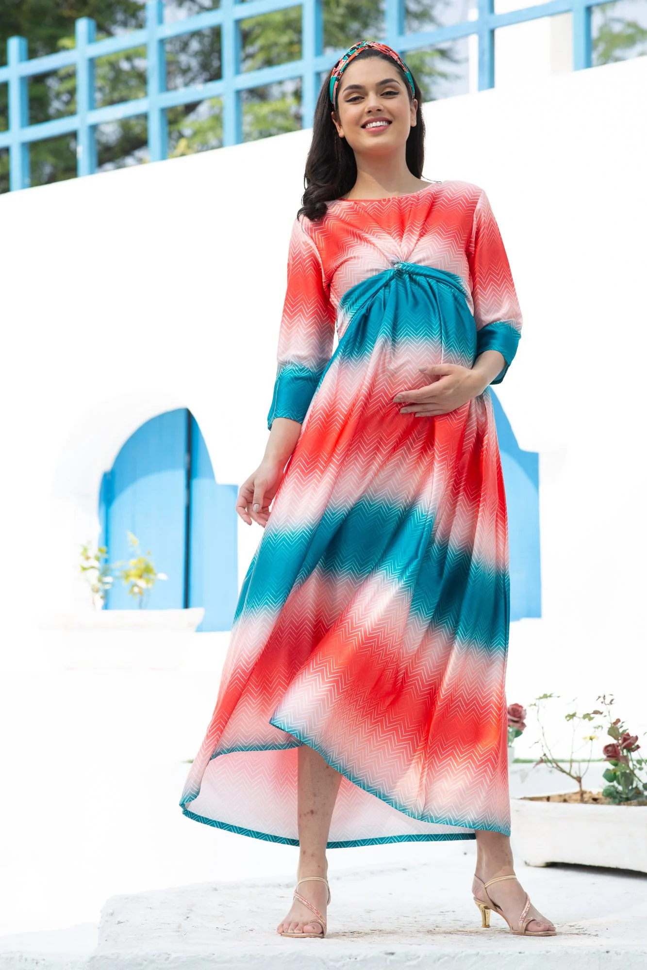 Luxe Nautical Ombre Maternity Knot Dress - Chenance