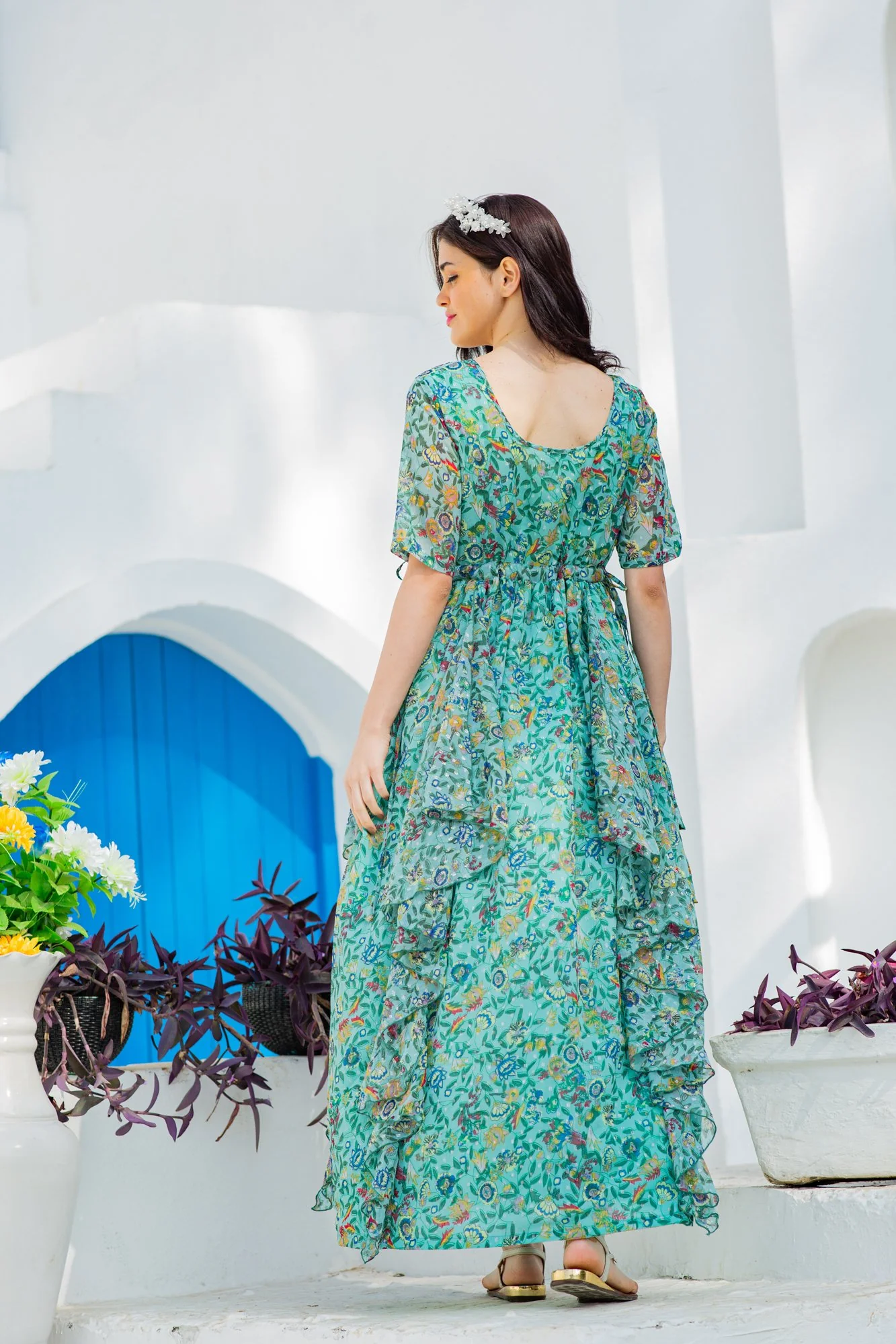 Mint Sage Paisley Maternity Flow Dress - Chenance