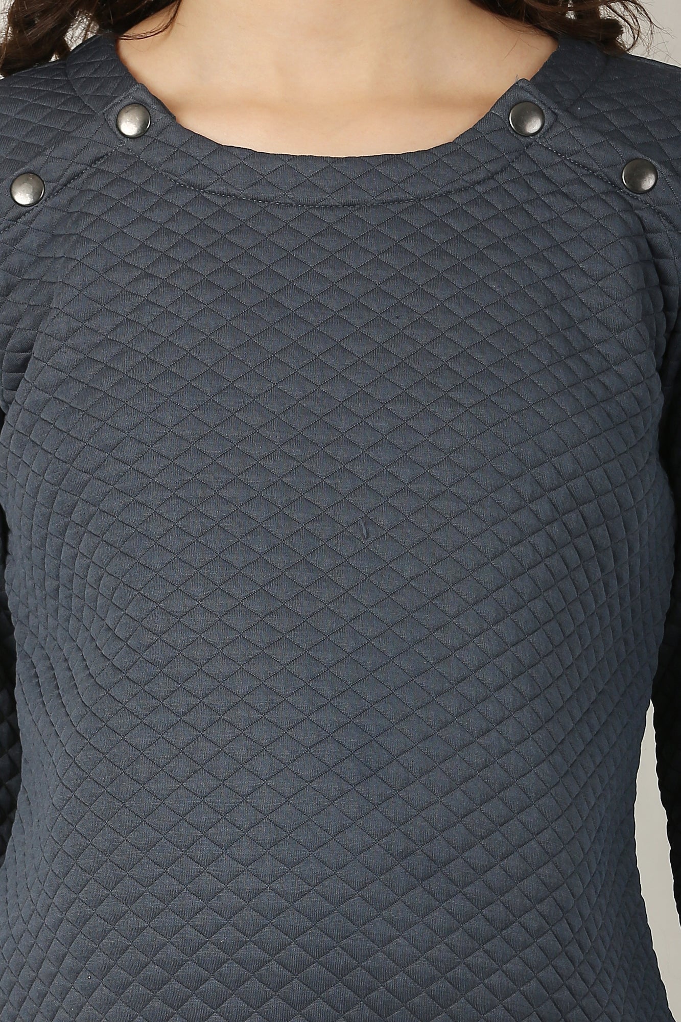Pleasing Smokey Grey Quilted Maternity Wool Top - Chenance