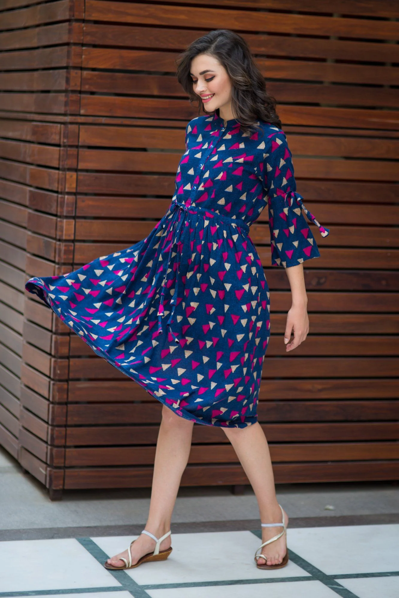Playful Triangle Tie Maternity & Nursing Kurta Dress - Chenance