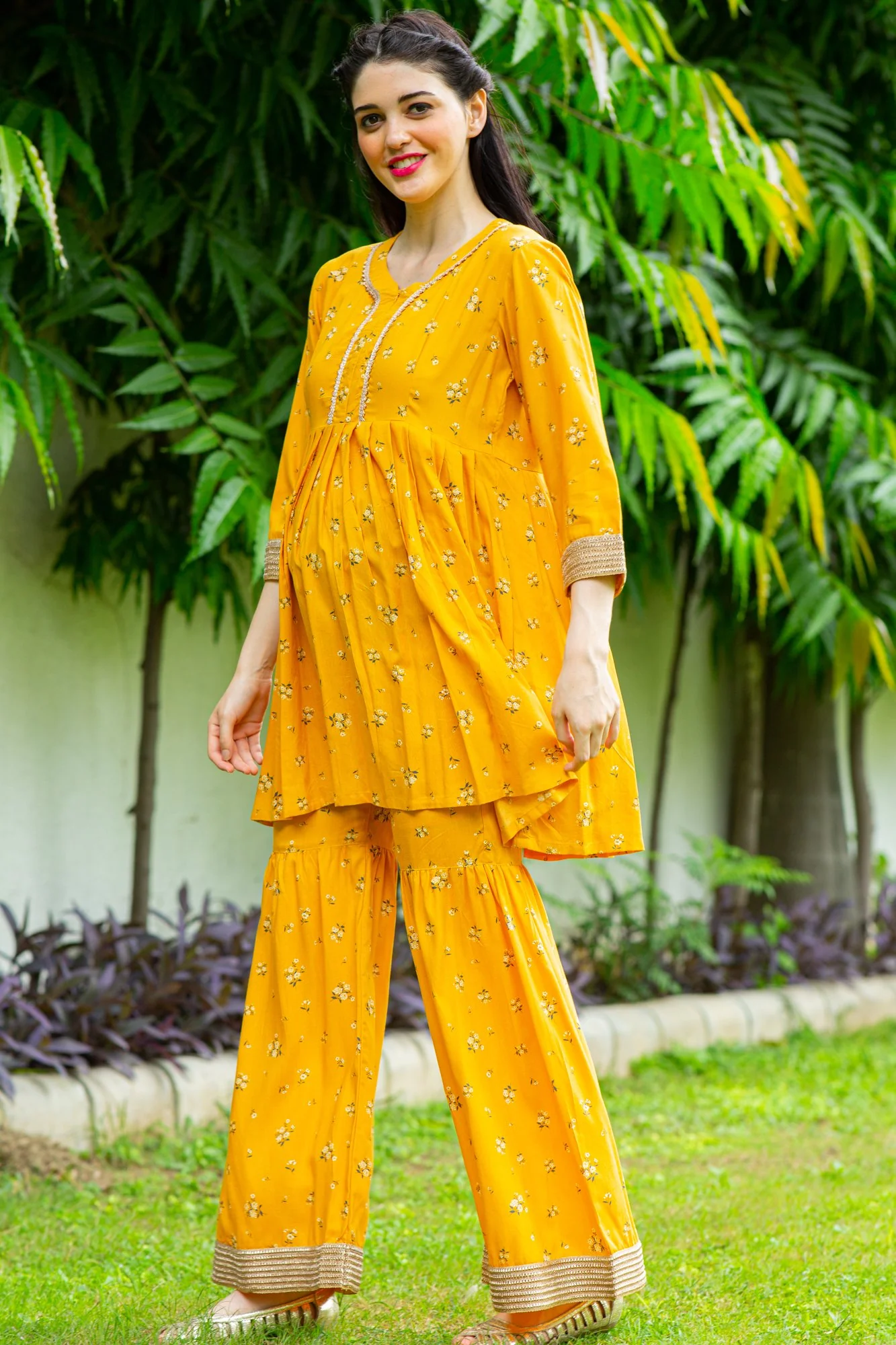 Marigold Yellow Maternity & Nursing Suit Set (2 pc) - Chenance