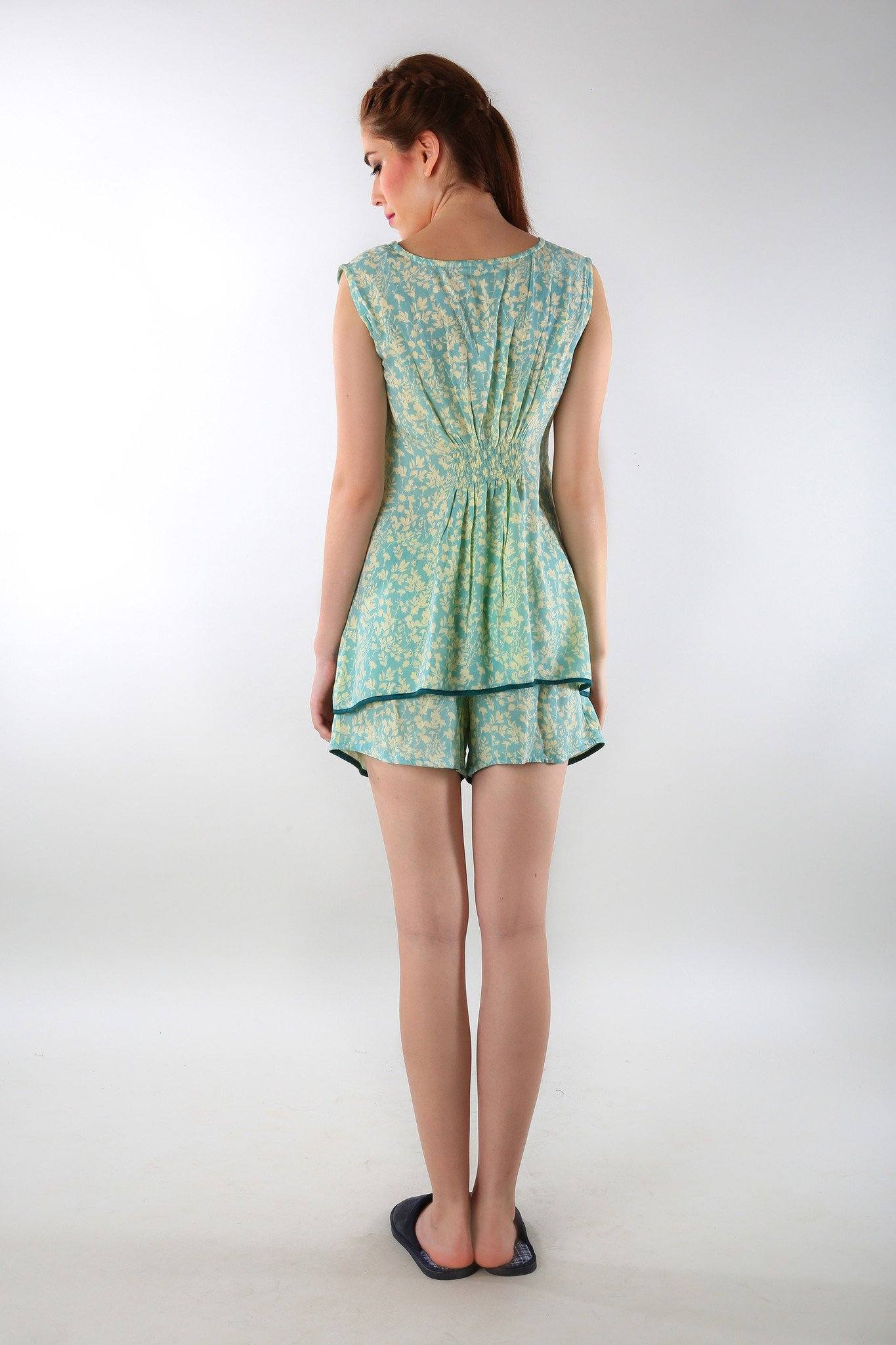 Mint Green Print Maternity Shorts Set - Chenance