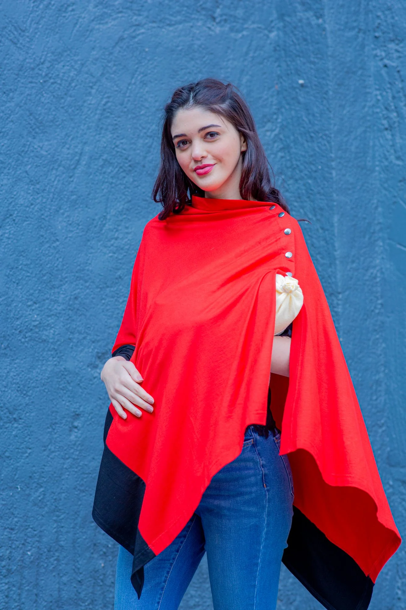 Merry Red Contrast Versatile Nursing Stole - Chenance