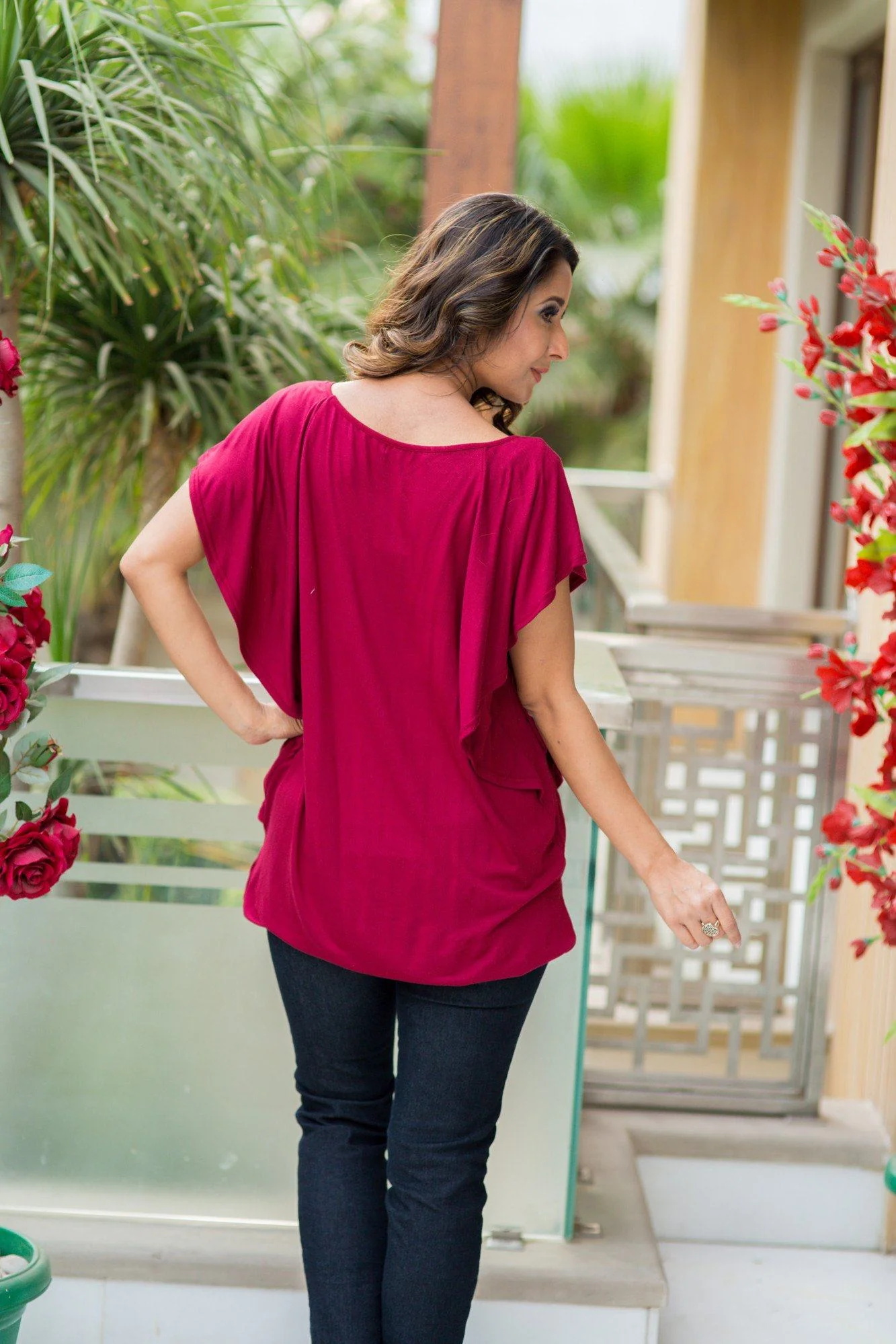 Side Access Burgandy Nursing Top - Chenance