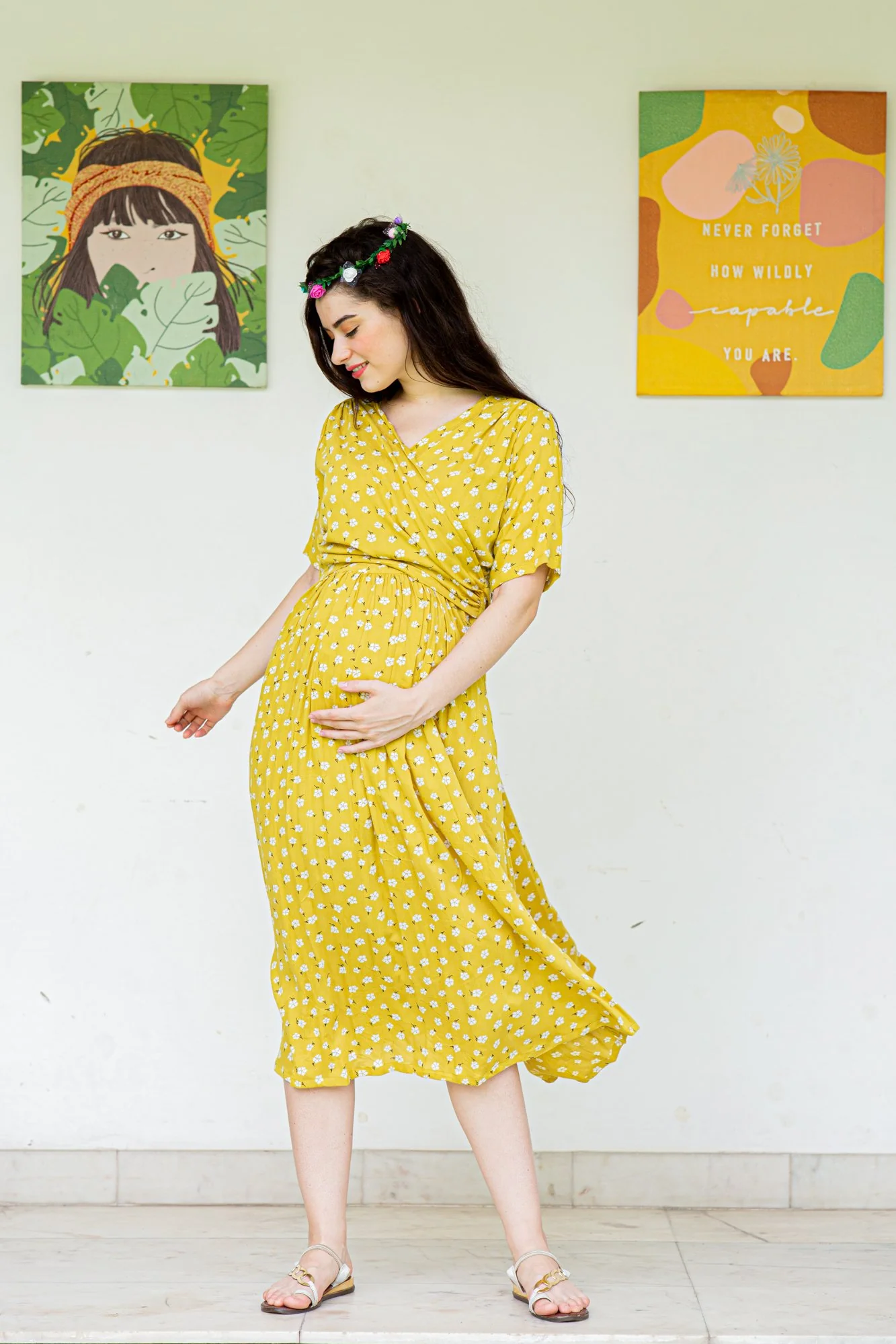 Tuscany Maternity & Nursing Midi Wrap Dress - Chenance