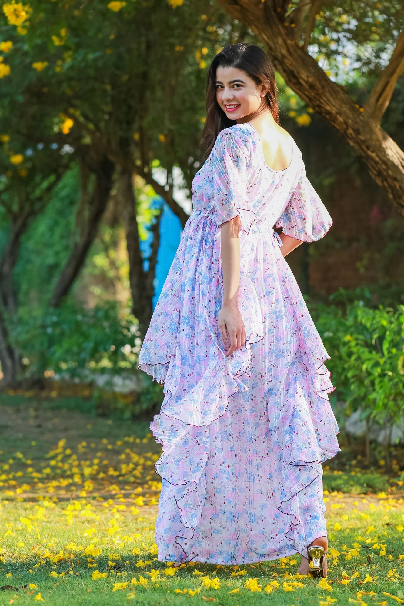 Luxe Soothing Light Pink Maternity & Nursing Flow Dress - Chenance