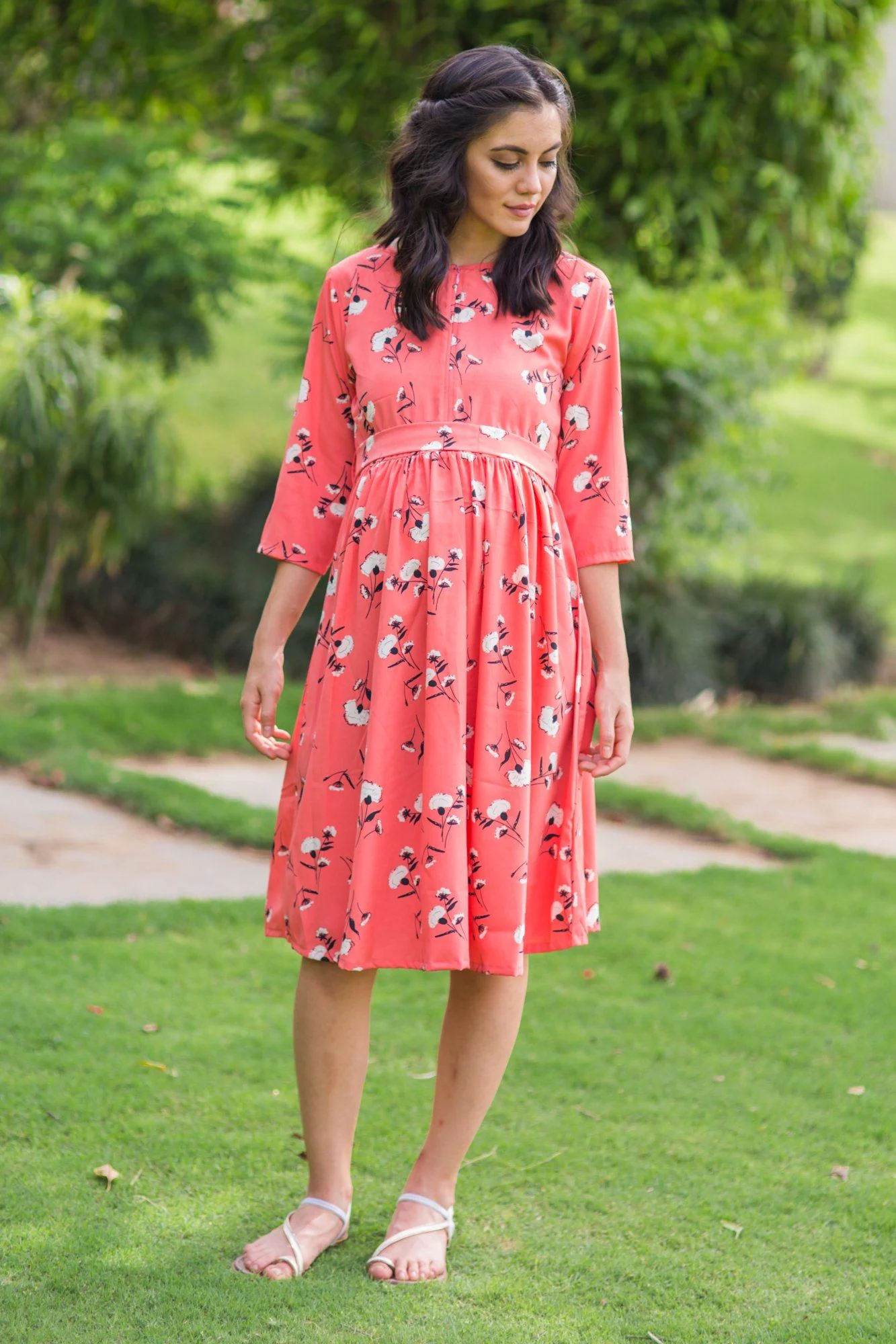Happy Peach Maternity & Nursing Dress - Chenance