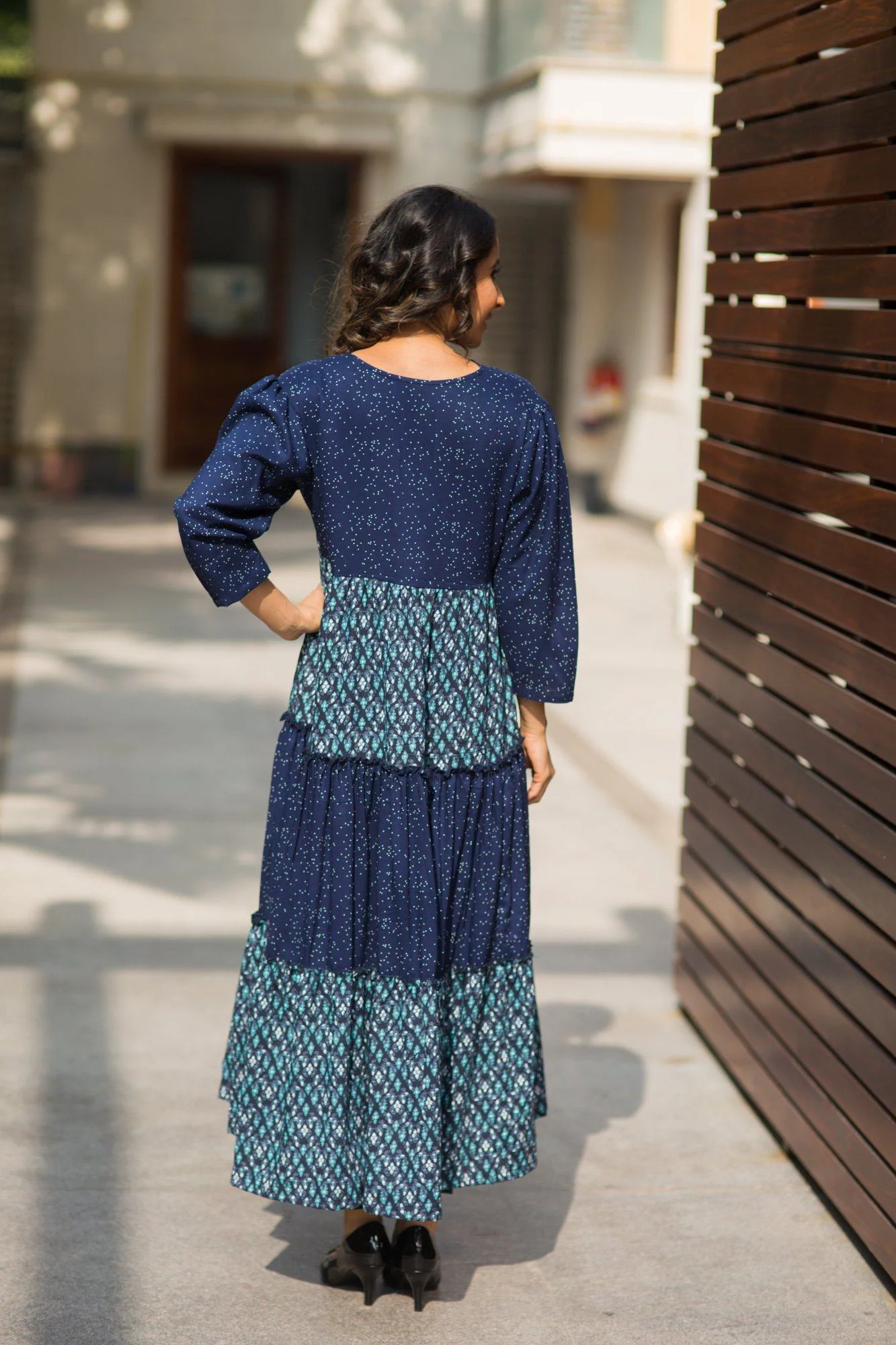 Printed Layered Long Maternity and Nursing Kurta - Chenance